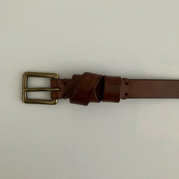 Madewell Genuine Leather Brown Belt with Gold Buckle - Picture 3 of 6
